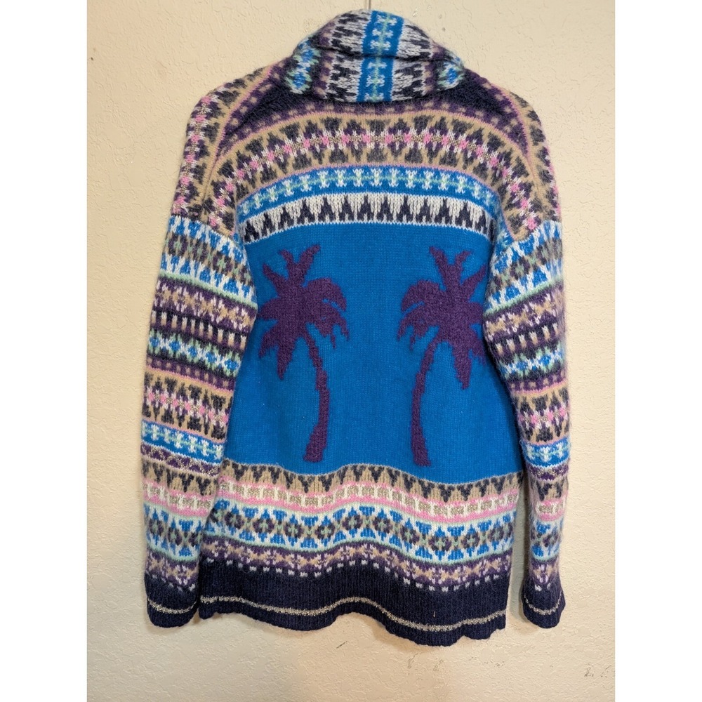 Juicy Couture Palm Tree Cardigan Sweater Open Front‎ Knit M/L Angora Blend READ